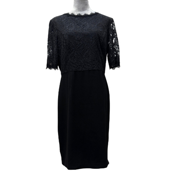 NUE by Shani Black Lace Dress - Size 14 - Cocktail Party Sheath - Picture 1 of 8
